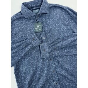 Joseph Abboud Indigo Blue Mens XLT Button Down Shirt Textured Pattern